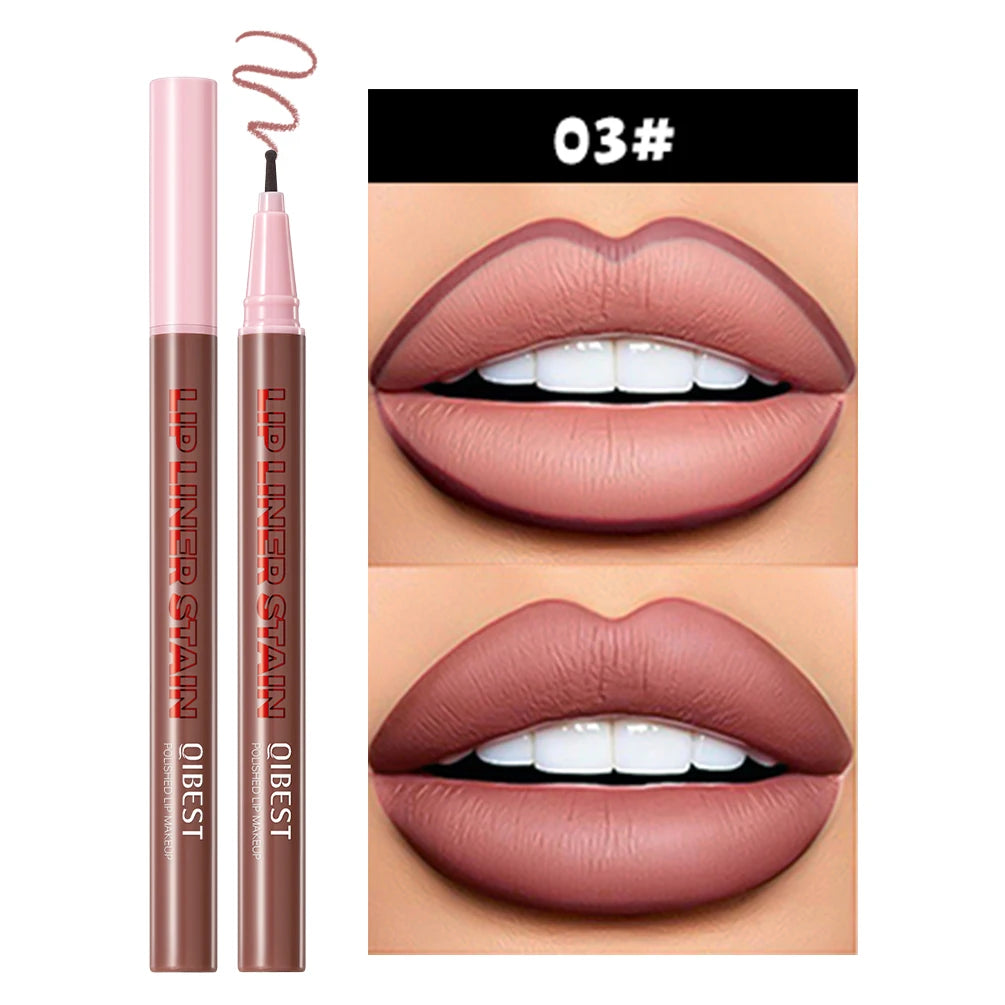 QIBEST 1PC Matte Liquid Lipliner Pencil Waterproof Plumping Stain Lipstick Natural Lip Liner Outline Lips Contour Pen Makeup
