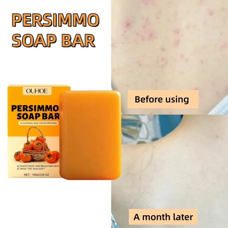 Persimmon Fruity Aroma Honey Bath Soap Bar,Reduce Mature Skin Elderly Odor,Face Body Gentle Cleansing Refreshing Moisturizing