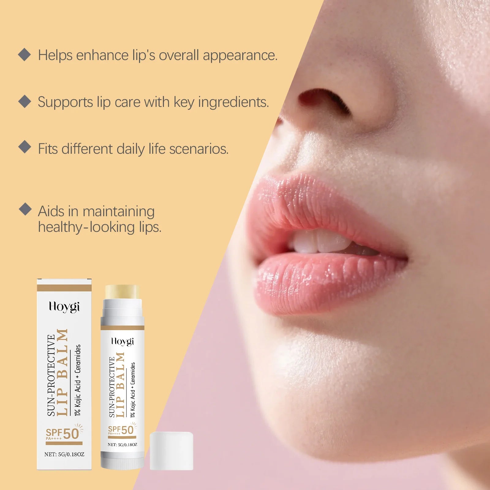 Sun Protective Lip Balm Spf 50+ Sunblock Fade Lip Lines Nourishing Moisturizing Kojic Acid Ceramide Lip Care Shining Lipstick