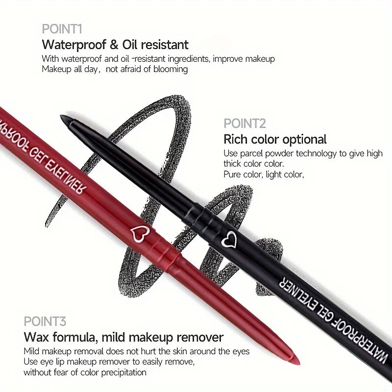 2 In 1 Eyeliner Lip Liner Gel Pencil Waterproof Long-lasting White Black Brown Easy Wear Eyeliner Makeup For Eyes 6 Colors Optio