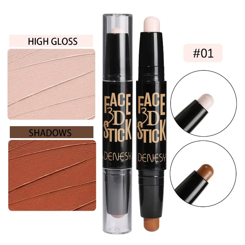 Face Freckles Double Head Concealer Pen Long Lasting White Dark Circles Corrector Contour Eye Stick Pencil Cosmetic Makeup