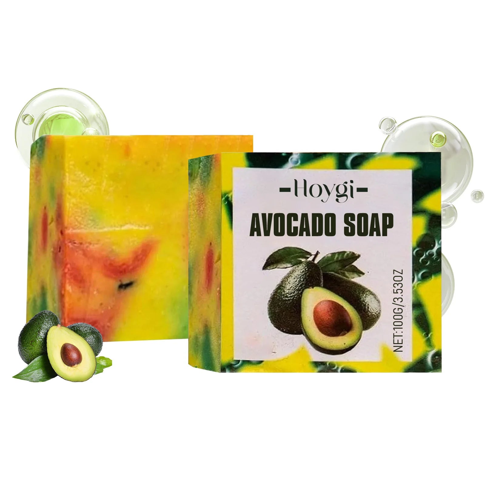Hoygi Avocado Soap Even Skin Tone Brightening Skin Nourishing Moisture Lock Softening Skin Repairing Natural Handmade Soap 100g