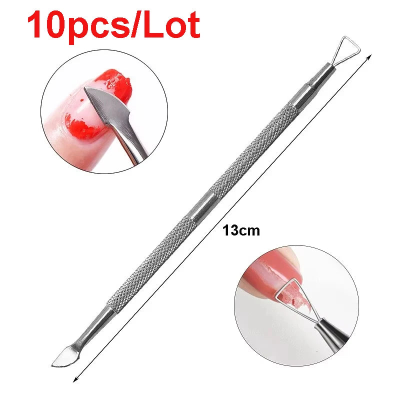 Double-ended Stainless Steel Cuticle Pusher Dead Skin Push Remover For Pedicure Manicure Nail Art Cleaner Care Tool Factory Sale