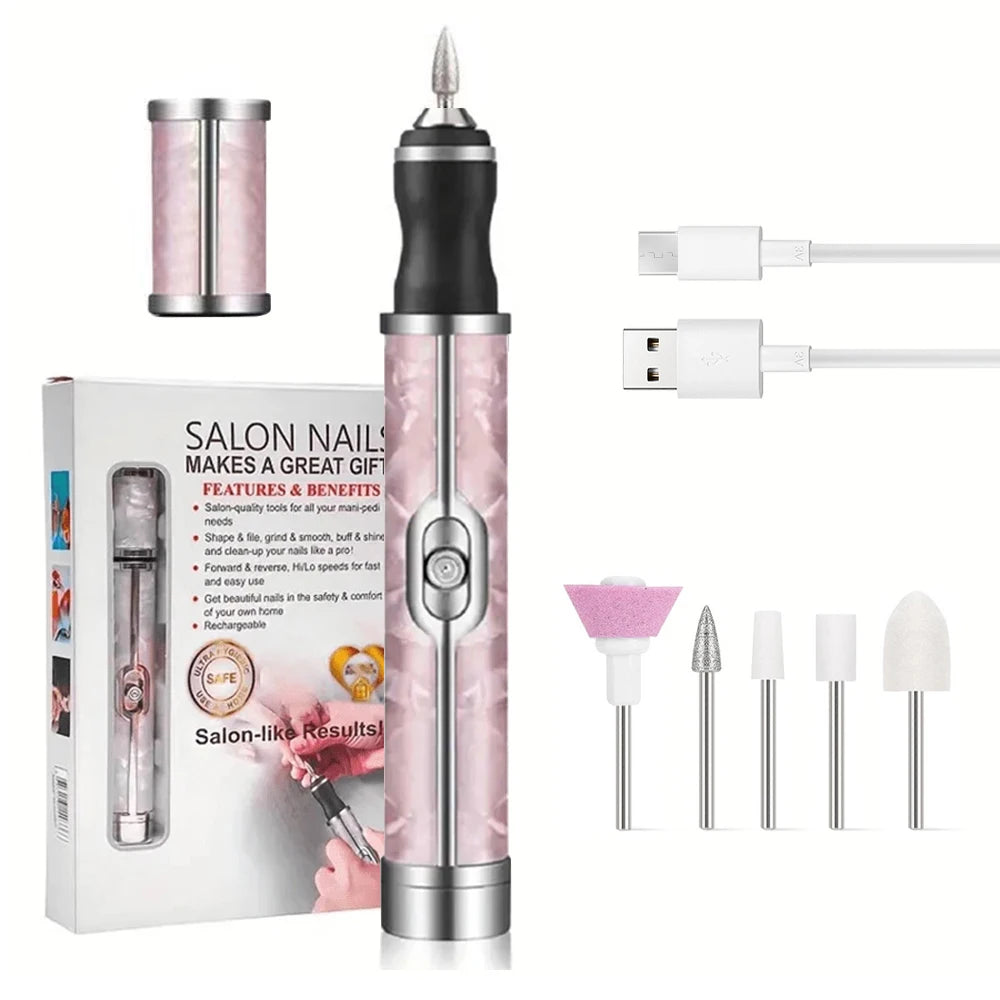 LULAA Rechargeable Electric Nail Drill Machine Cordless Electric Nail File for Acrylic Gel Nails Efile Manicure Pedicure Kit