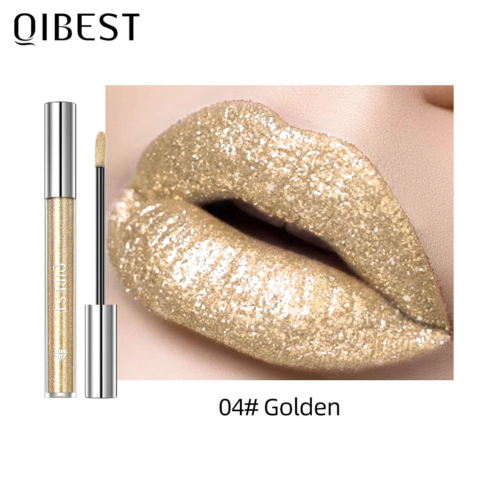 Diamond Glitter Liquid Lipstick Waterproof Long Lasting Pearl Shiny Lip Gloss Metal Charming Lip Glaze Tint Makeup For Women