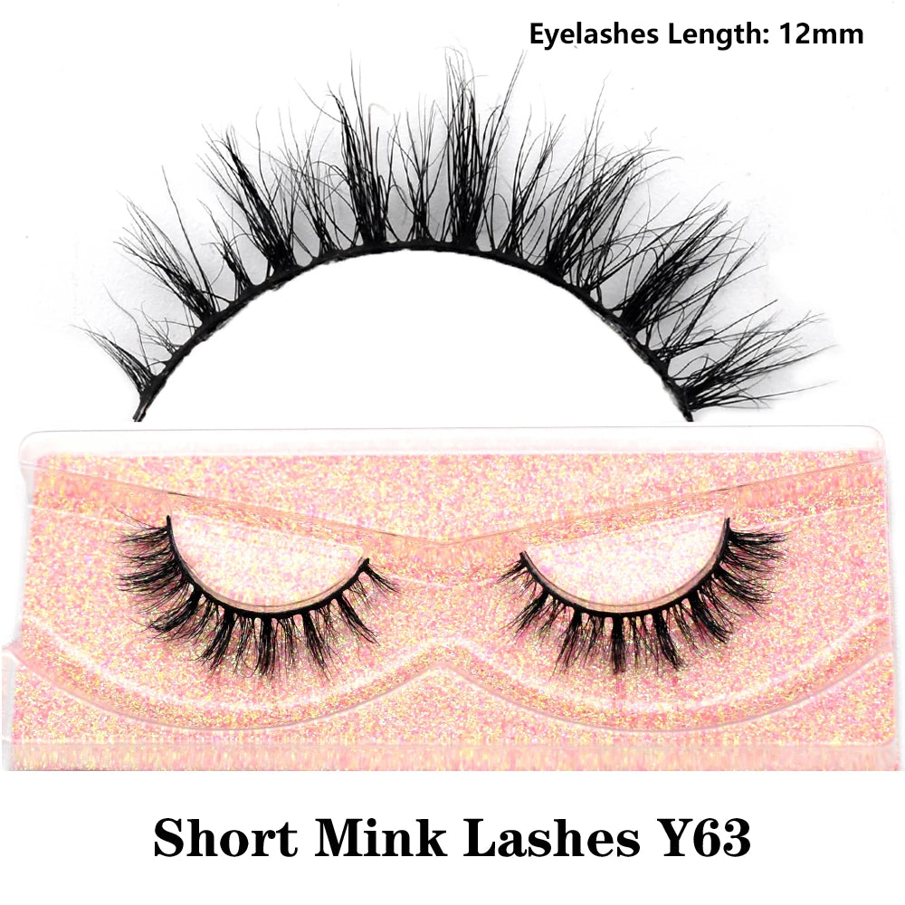 FOXESJI Real Mink Fluffy Short Eye Lashes Extension Wispy Soft Natural Short False Eyelashes Daily Wear Full Strip Lashes Makeup