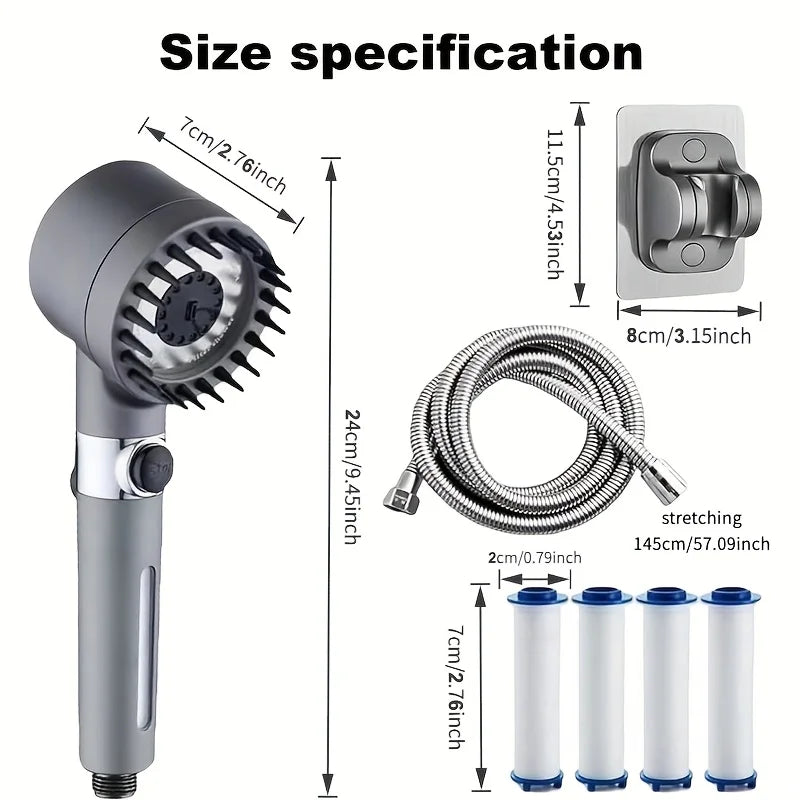 2025 new ion drop shower head with handheld filter shower, turbocharger with multiple spray modes, built-in filter on/off switch