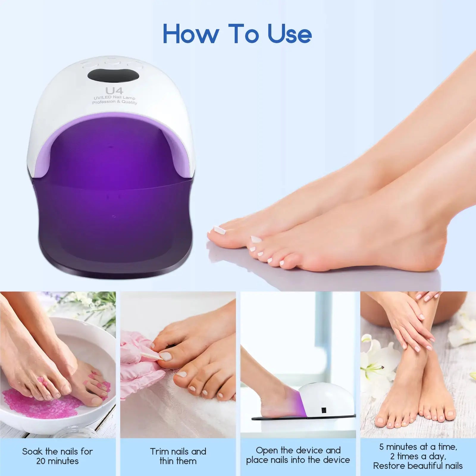 Nail and Foot Drying Lamp, Quick-Drying, Fast-Drying, Professional Led Curing Tool for Nail Salons, High-Power