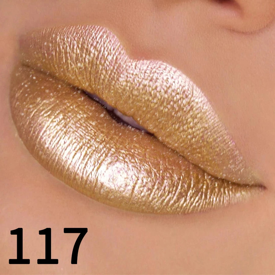 19 colors glitter lipstick hydrating red pink sparkling shine lip color highly pigmented lip tints metallic finish lip makeup