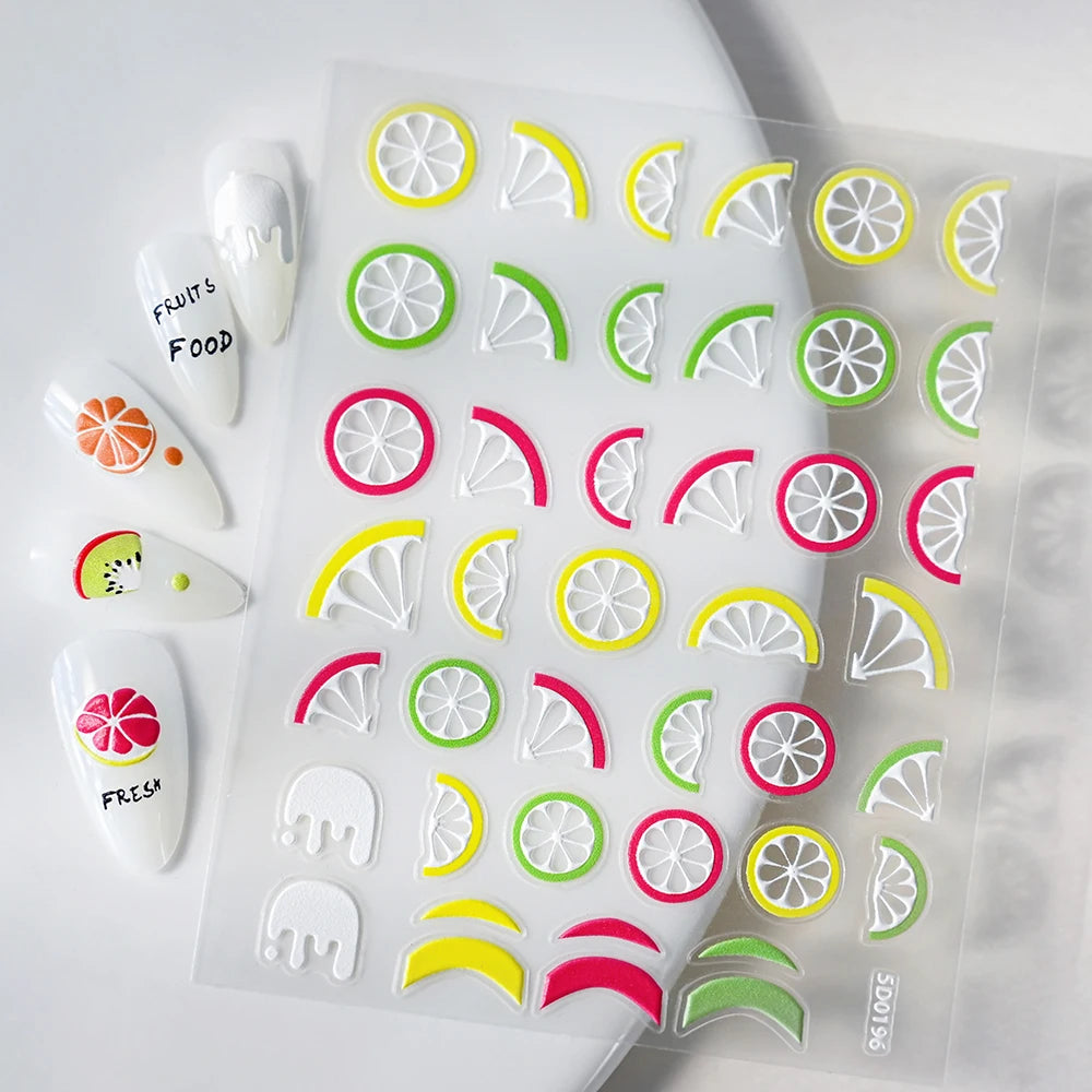 5D Lovely Panda Animal Nail Stickers Bunny Korean Cartoon Relief Self Adhesive Nail Art Stickers Cute Pretty Smile Star Manicure