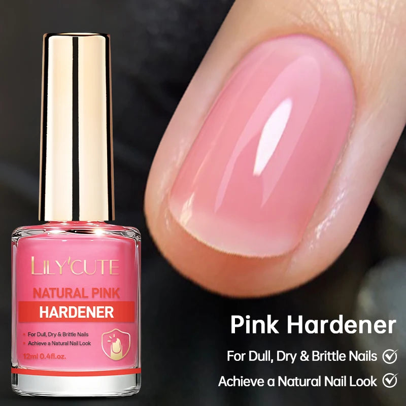 LILYCUTE 12ml Nail Polish Rose Nail Strengthener Natural Pink Hardener Normal Nails Lacquer Varnish for Manicure Nail Art Polish