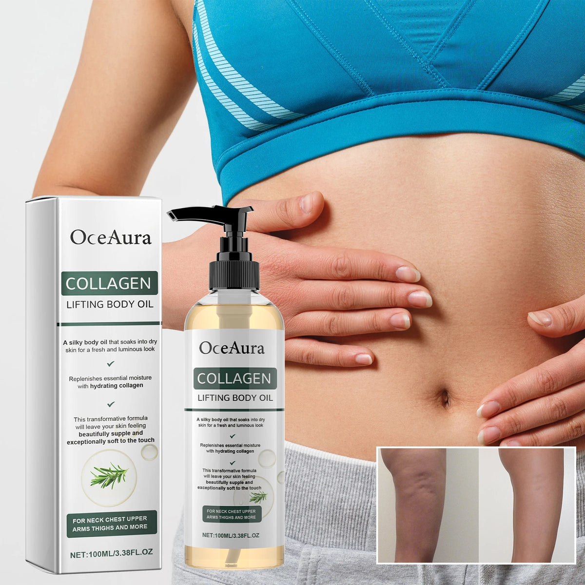 OceAura Collagen Body Oil Moisturizing and Moisturizing Whole Body Massage Essential Oil for Dry Skin Moisturizer Hydrating