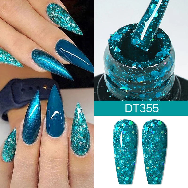MEET ACROSS 7ml Red Blue Green Metallic Gel Nail Polish Super Bright Mirror Effect Semi Permanent LED UV Gel Nail Art Varnish
