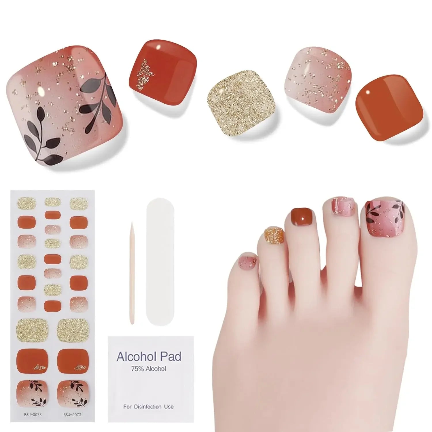 26Tips Pure Toe Gel Nail Sticker Hardens with UV Lamp Curing Waterproof Phototherapy Oil Gel Foil Nail Art Decorations
