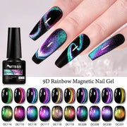 9D Rainbow Cat Magnetic Gel Nail Polish Chameleon Galaxy Effect Magnetic Semi Permanent Soak Off UV Gel Varnish Nail Supplies