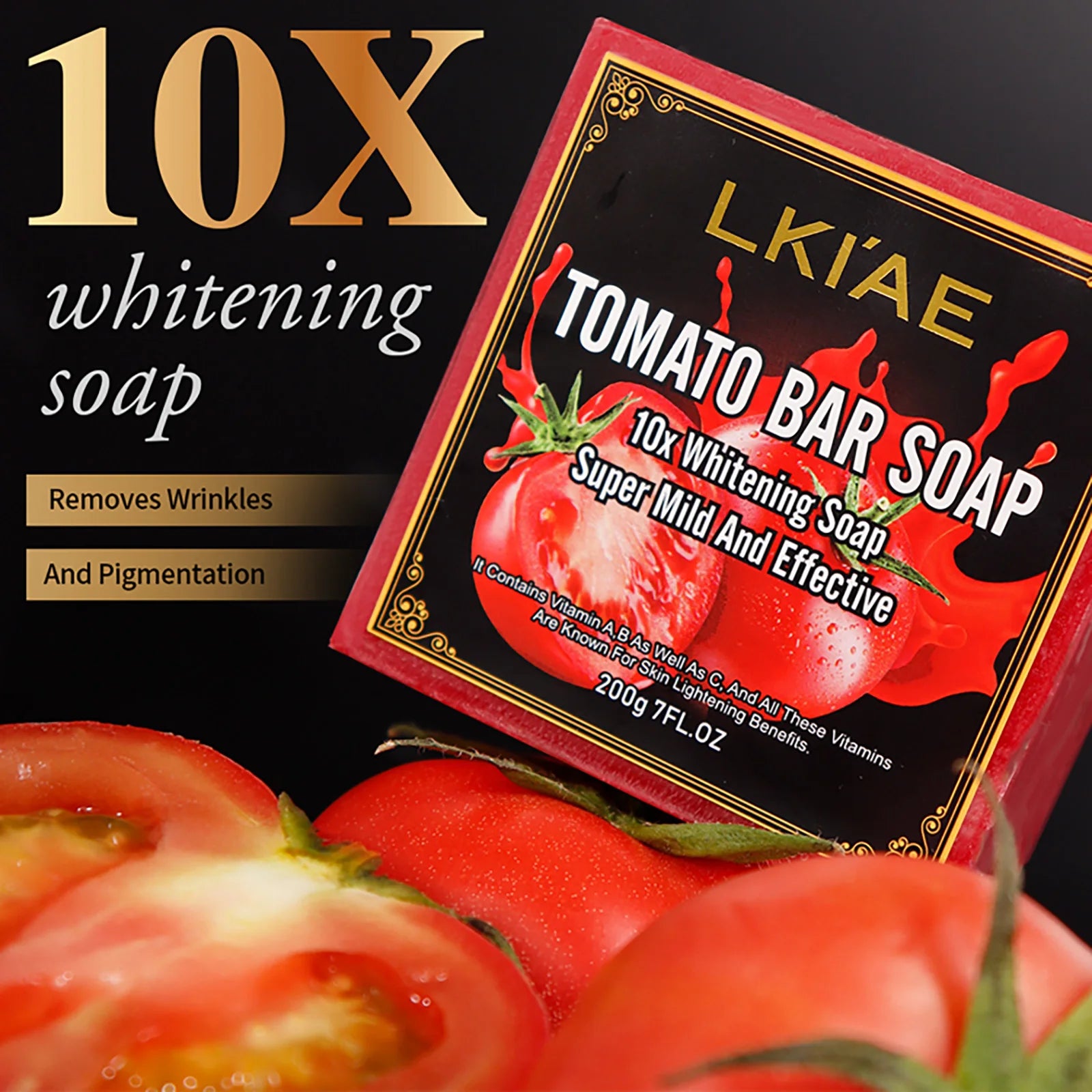 AILKE Natural Tomato Soap Bar, Whitening, Clean and Smooth Skin, Remove Wrinkles, Pigmentation, Acne, For All Skin Types, 200g