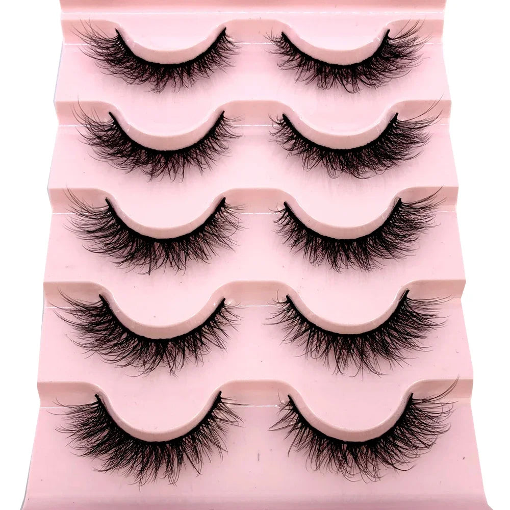 New 5 pairs of handmade mink eyelashes fake eyelashes natural nude makeup simulated cross messy eyes 3D curly eyelashes