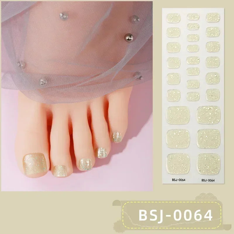 26Tips Pure Toe Gel Nail Sticker Hardens with UV Lamp Curing Waterproof Phototherapy Oil Gel Foil Nail Art Decorations