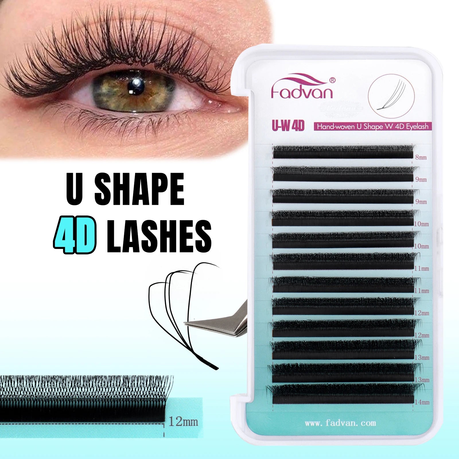 FADVAN U Shape 3D/4D/5D/YY Eyelashes Extension Light Soft Waterproof Fake Lashes Premade Volume Natural Wispy False Lash
