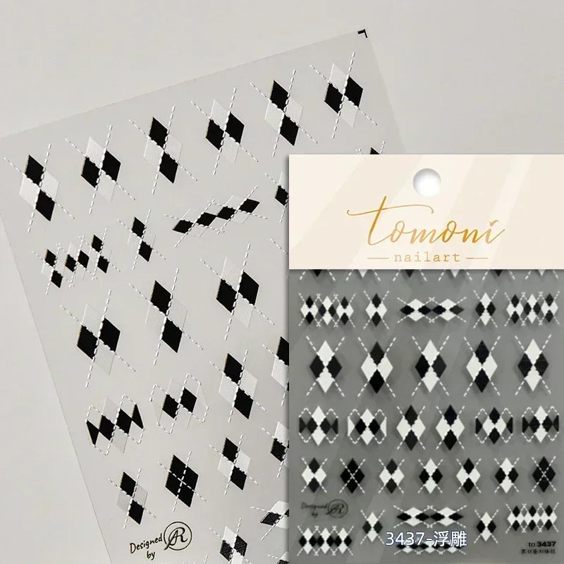 1pcs Elegant 5D Pearl Lace Wave Nail Art Stickers Exquisite White Lines Nail Decoration Decals DIY Self Adhesive Transfer Slider