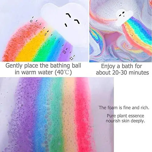 Rainbow Bath Bombs Gift Set - Handmade Fizzies for Women 6.5 oz - Perfect for Bubble & Spa Bath- Essential and Fragrance Oils