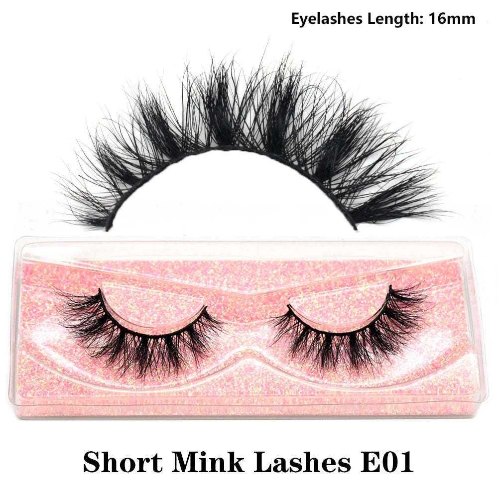 FOXESJI Real Mink Fluffy Short Eye Lashes Extension Wispy Soft Natural Short False Eyelashes Daily Wear Full Strip Lashes Makeup