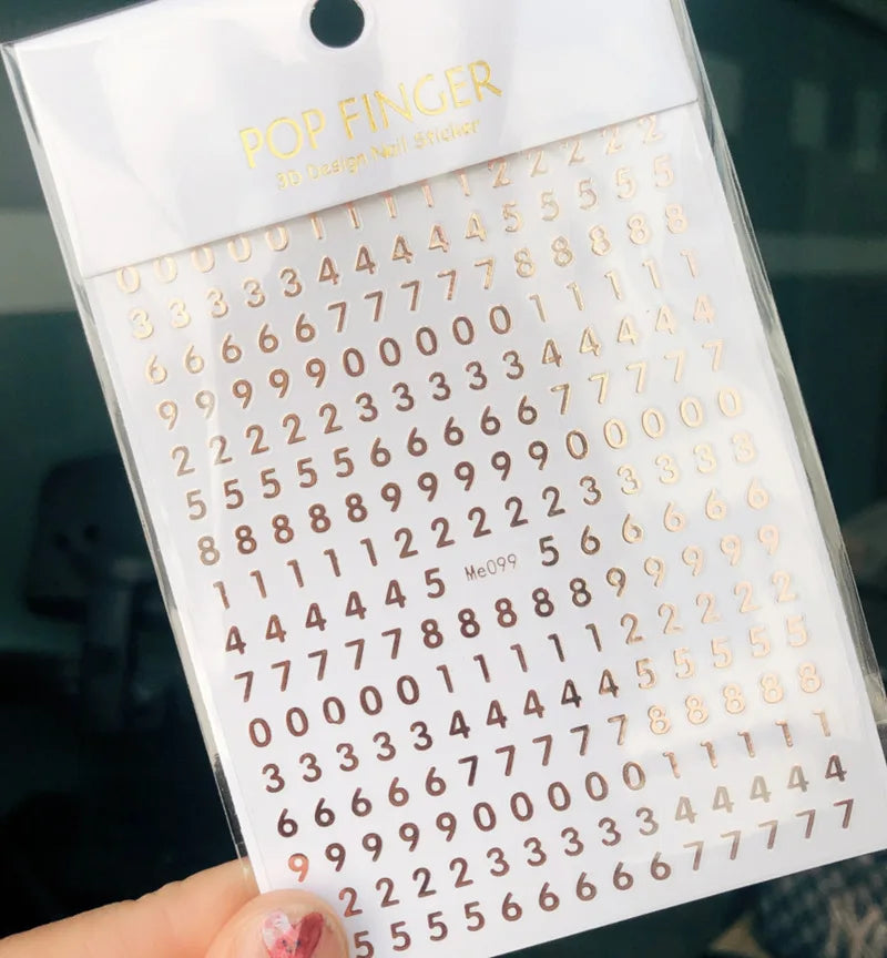 New Roman 26 English Alphabet Number 3D Self-adhesive Nail Art Decal Sticker Word Small Letter Nail Tattoos Decal Stickers