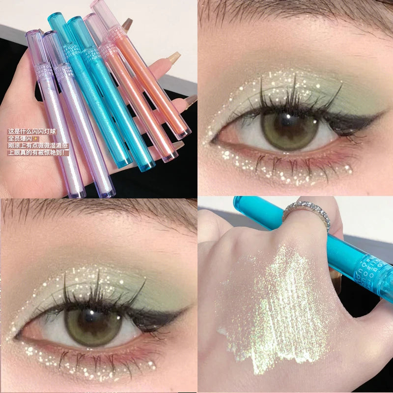 Liquid Eyeshadow Make Up,Lying Silkworm Pearly Shimmer High Light Eyeliner Pen For Music Festival,Waterproof Glitter Eye Makeup