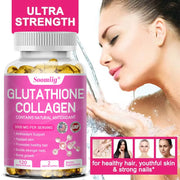 Collagen with Glutathione, Advanced Hydrolyzed Formula for Optimal Absorption, Skin, Hair, Nails & Joints, Natural Antioxidant Supplements