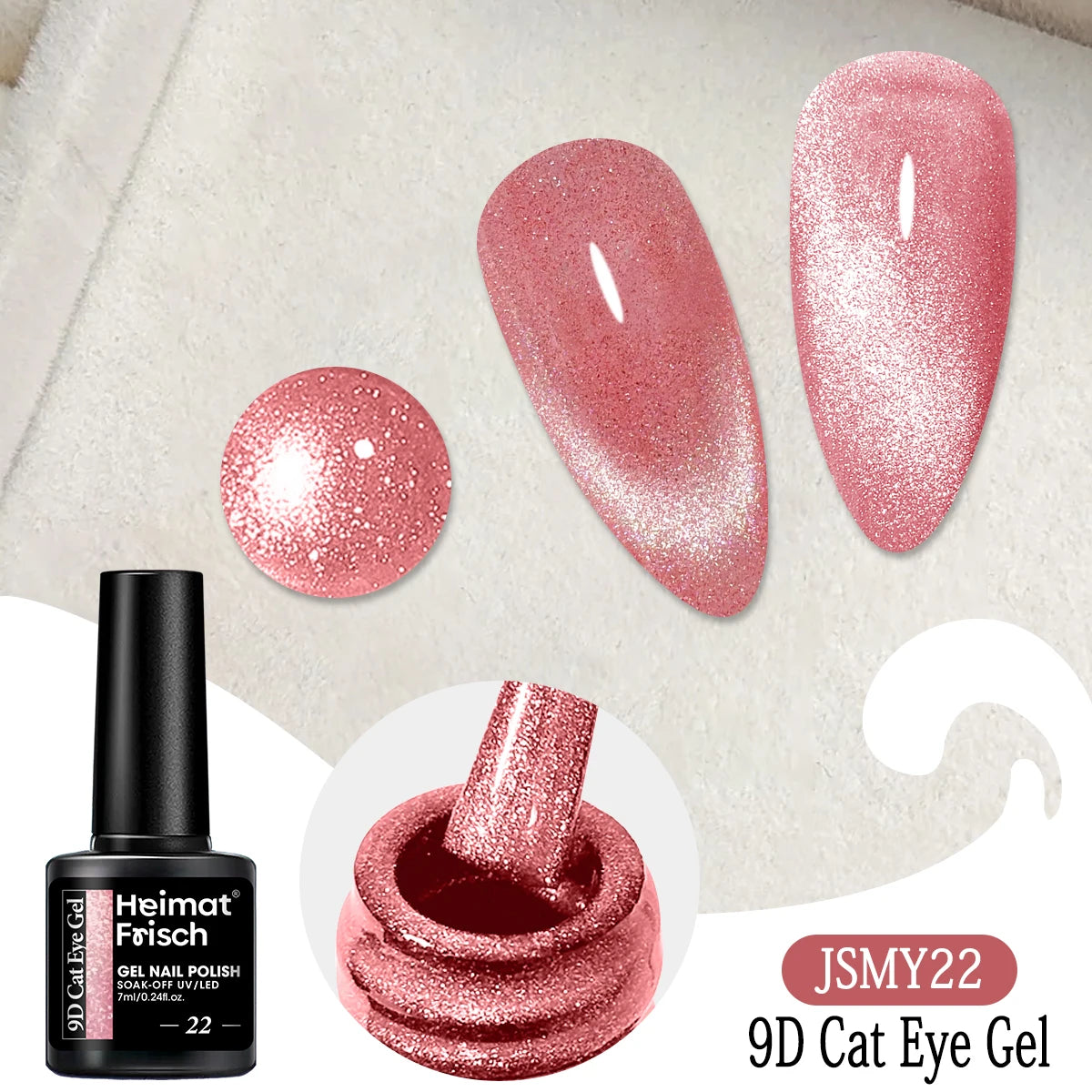 Heimat Frisch Single 0.24oz Crystal Cat Eye Gel Nail Polish - Holographic Glitter, Translucent and Magnetic Effect, Long-Lasting