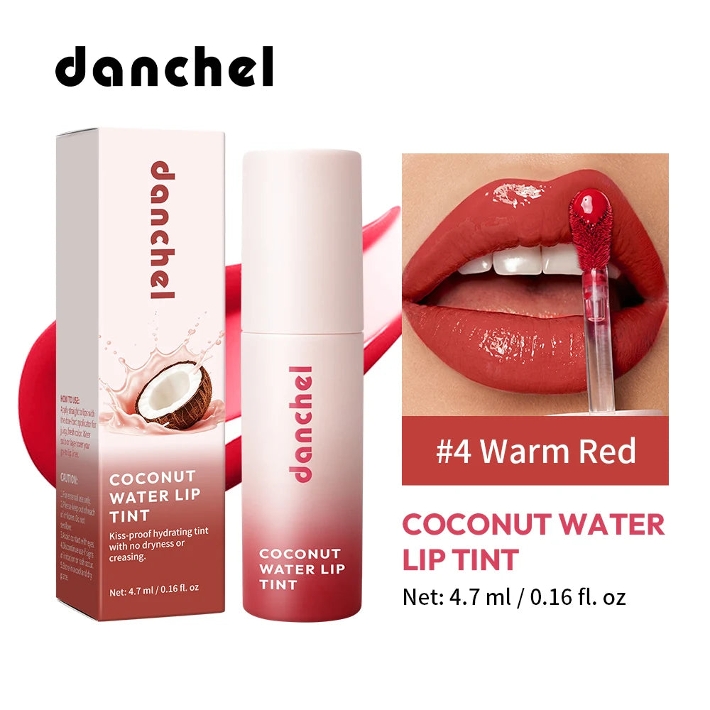 Coconut Water Lip Tint Long-lasting Hydration Flawless Full Color Glossy Finish Non-Sticky Waterproof Smudge-Resistant Lip Tint