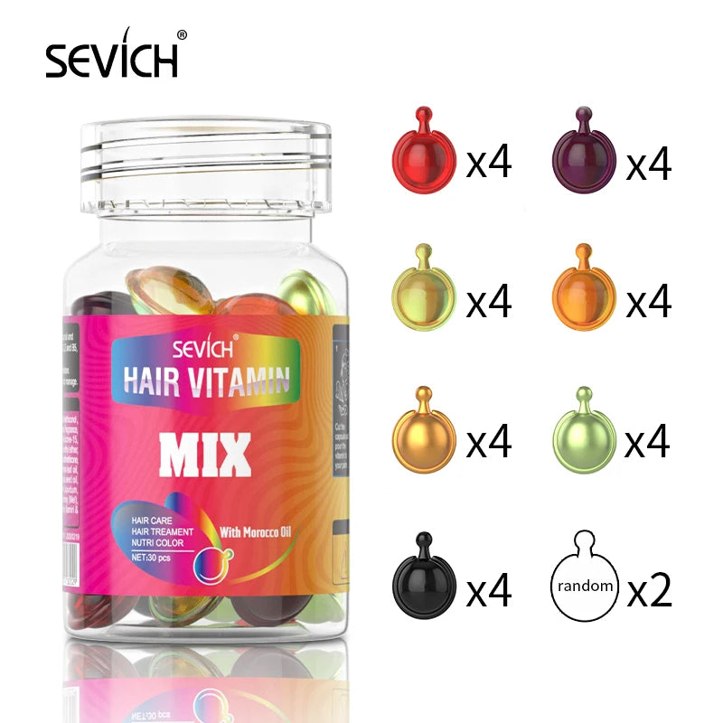 Sevich Hair Vitamin Capsule Keratin Oil Repairs Damaged Hair Anti Hair Loss Moroccan Oil Smoothing Hair Essence Mix Hair Capsule