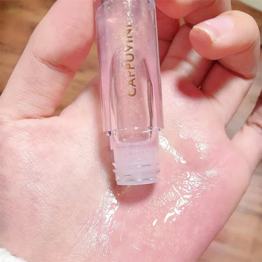Transparent Crystal Jelly Lipgloss Shiny Clear Mirror Moisturizing Lip Balm Glitter Liquid Lipstick Lip Oil Fruit Taste Lip Tint