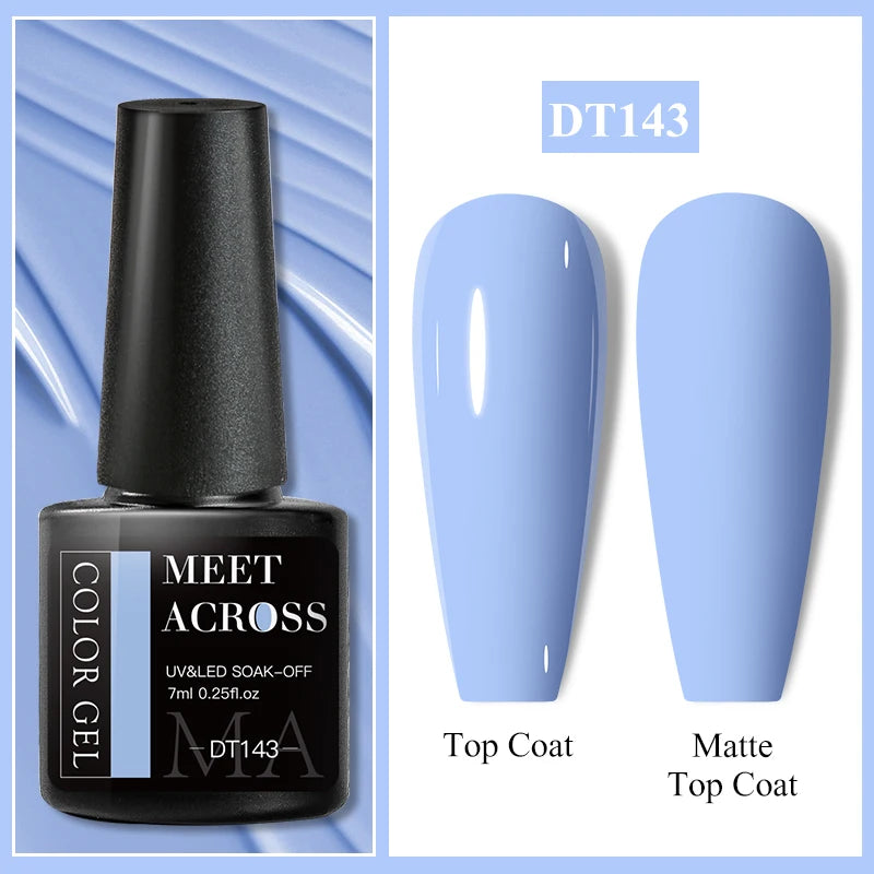 MEET ACROSS 7ml Dark Color Glitter Top Coat Gel For Nails Brocade Powder 2 In 1 Chameleon Nail Art Gel Varnish Manicure