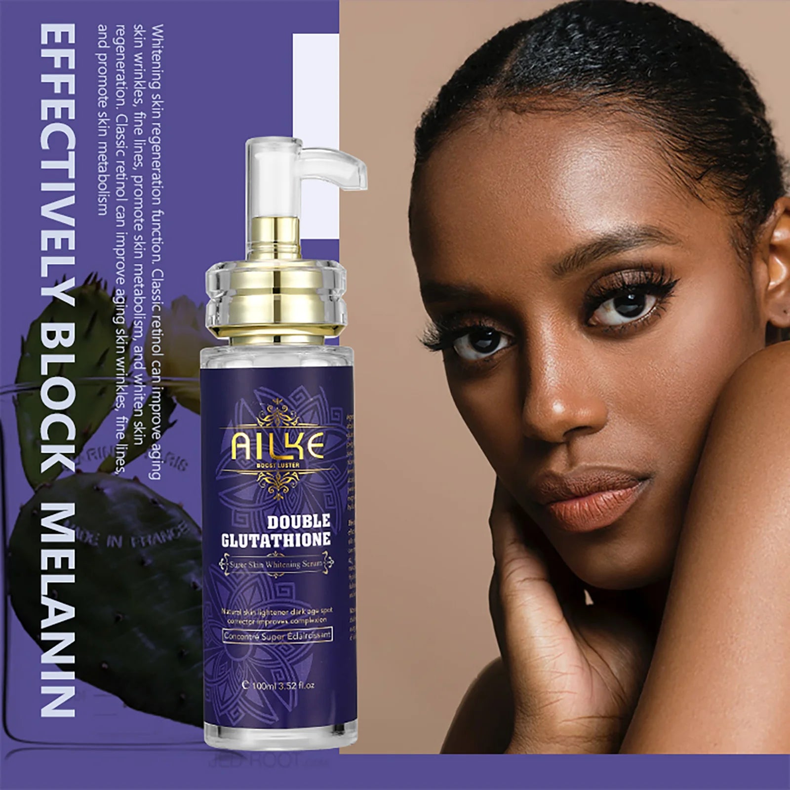 AILKE Double Glutathione Whitening Skin Care Set, Lightening, Remove Dark Spots, Skin Radiant, Moisturizing, Hydrating, Smooth