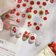 Jelly Nail Stickers Ice penetrating Cat Eyes Red Tomato Smile Bows Self Adhesive Nail Art Stickers DIY 5D Cute Nail Parts Decals