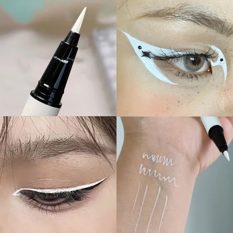 Matte White Eyeliner Liquid Pen Lying Silkworm Pencil Brighten Corners of Eyes Ultra-thin Waterproof Pigment Cosplay Eyeshadow