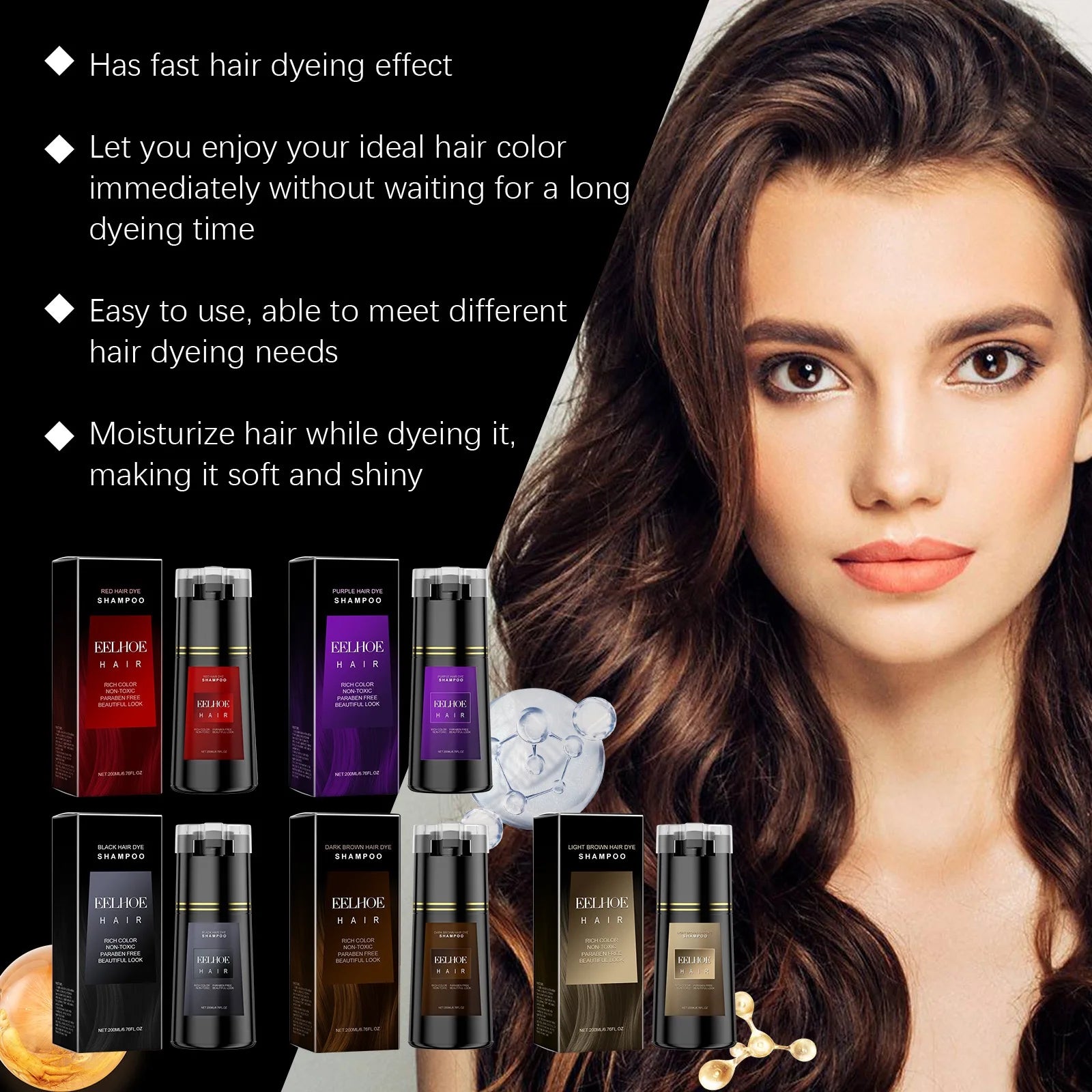 EELHOE Hair Dye Shampoo Nova Hair Instant Dye Shampoo Men Women Quick Easy Safe Hair Color Gray Hair  Coverage Nourish Scalp