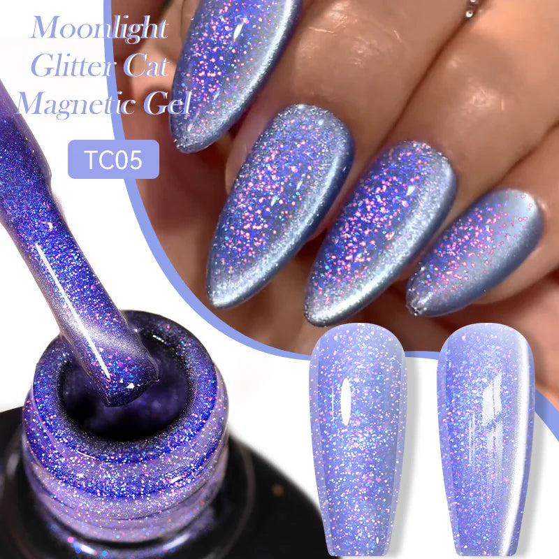 LILYCUTE 7ml 9D Black Crystal Cat Magnetic Gel Nail Polish Laser Silver Glitter Semi Permanent Manicure For Nail Art Gel Varnish