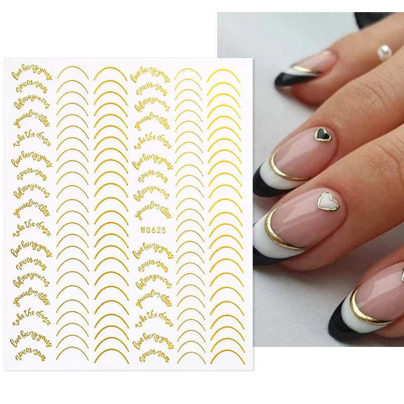 Shiny Gold Star Moon Sun Nail Stickers for Manicure Accessories Heart Feather Animals Printing Self Adhesive Nail Wrap