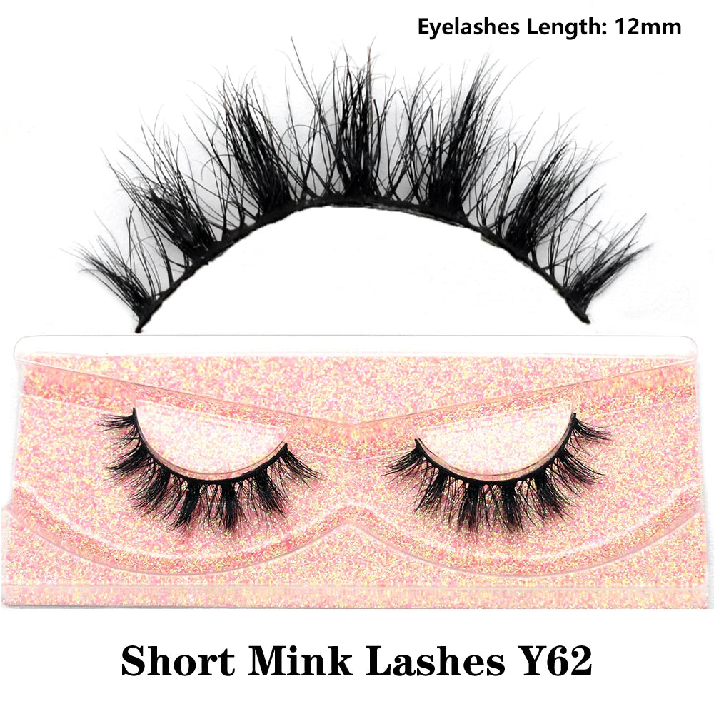 FOXESJI Real Mink Fluffy Short Eye Lashes Extension Wispy Soft Natural Short False Eyelashes Daily Wear Full Strip Lashes Makeup