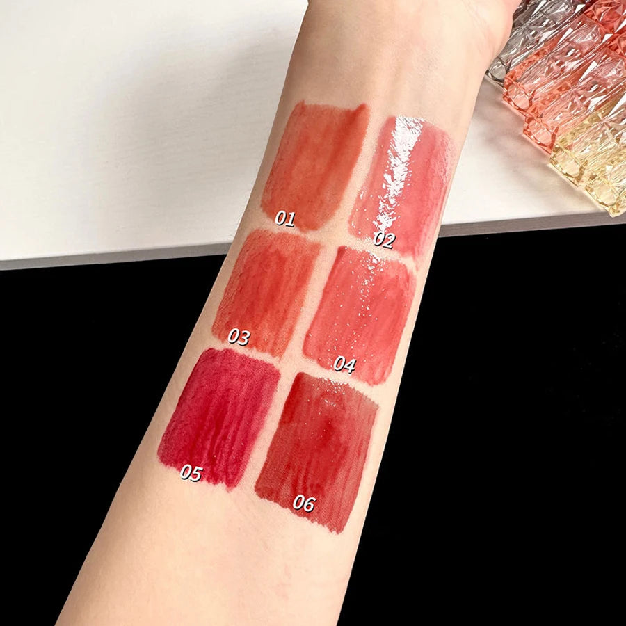 6 Color Water Lip Glaze Mirror Gloss Natural Lasting Hydrating Moisture Not Easy To Take Off Makeup Liquid Lipstick