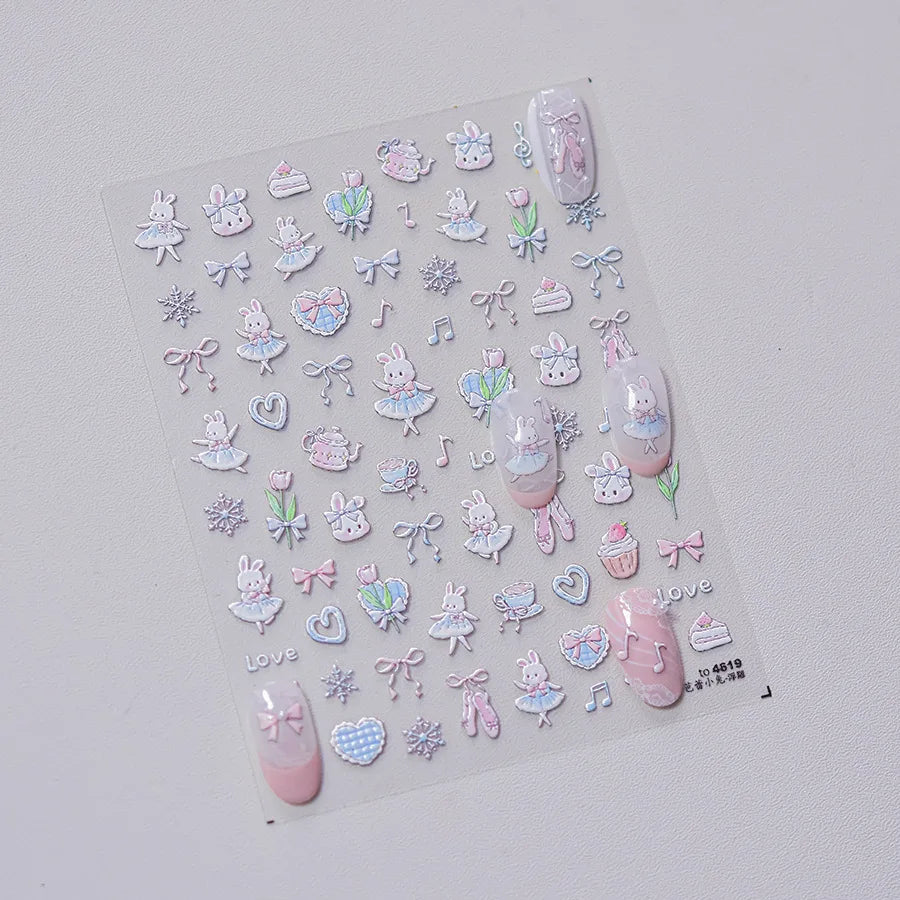 1pcs 5D Embossed Chinese Bamboo Panda Design Nail Art Kawaii Stickers Self-adhesive Transfer Nail Decorations Slider Decals DIY