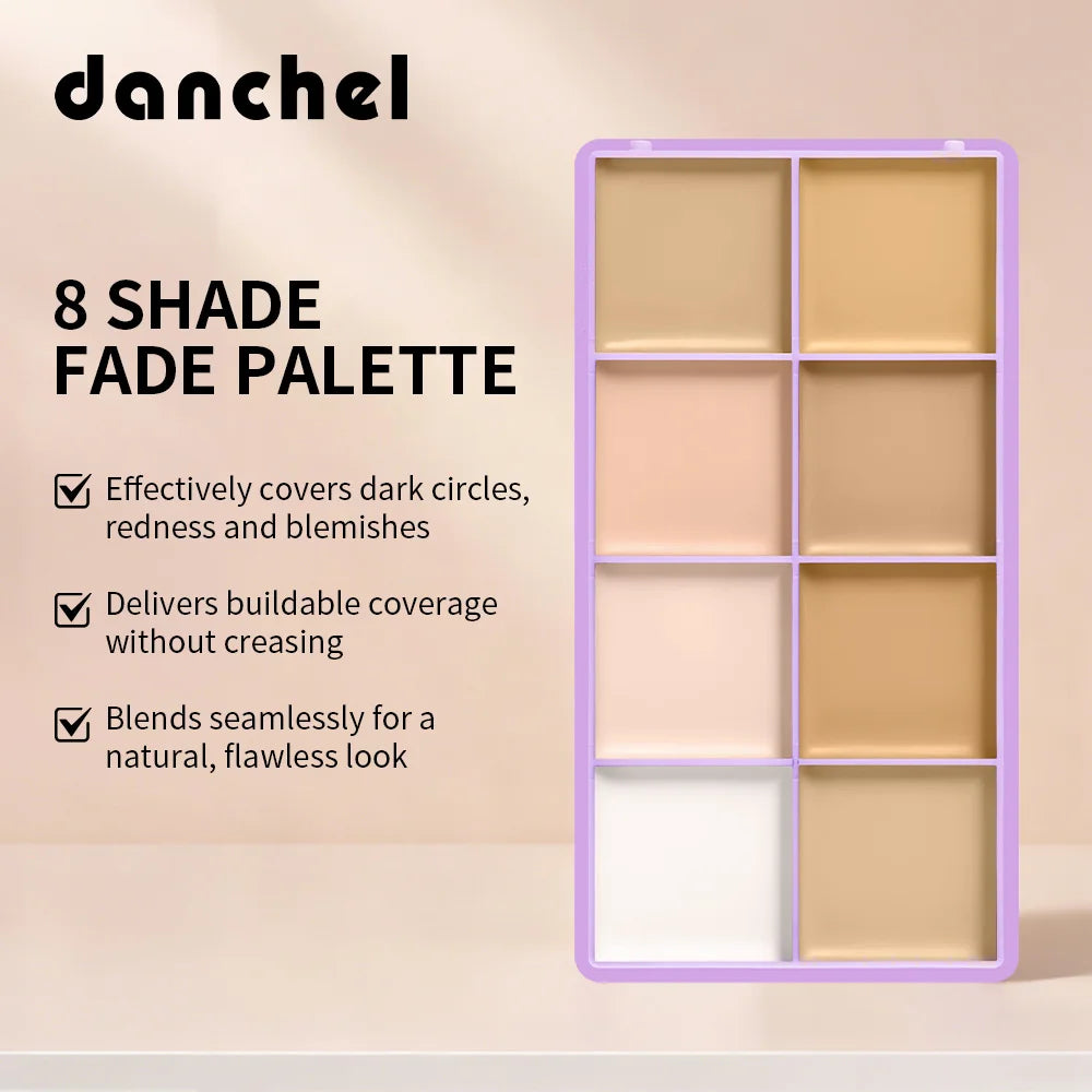 8 Shade Fade Palette Soft Matte Texture Cover Dark Circles, Redness, Skin Blemishes Waterproof Sweatproof Long-wearing Concealer