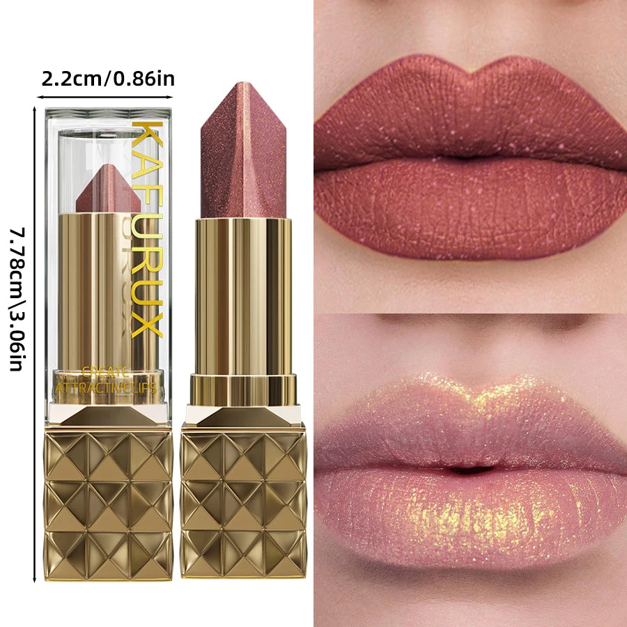 4 Color Glitter Two Tone Lipstick Matte Pearlescent Lip Tint,Shiny Metallic Lip Senior Lip Korean Makeup Gifts Lip Gloss Lip Oil