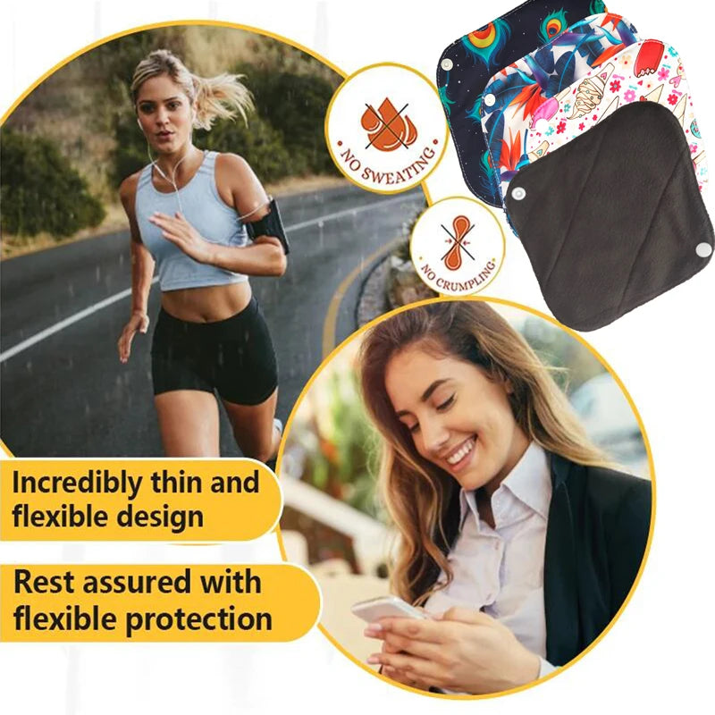 6pcs/lot Health Feminine Hygiene Bamboo Charcoal Panty Liner Reusable Waterproof Ventilate Material Menstrual Cloth Sanitary Pad