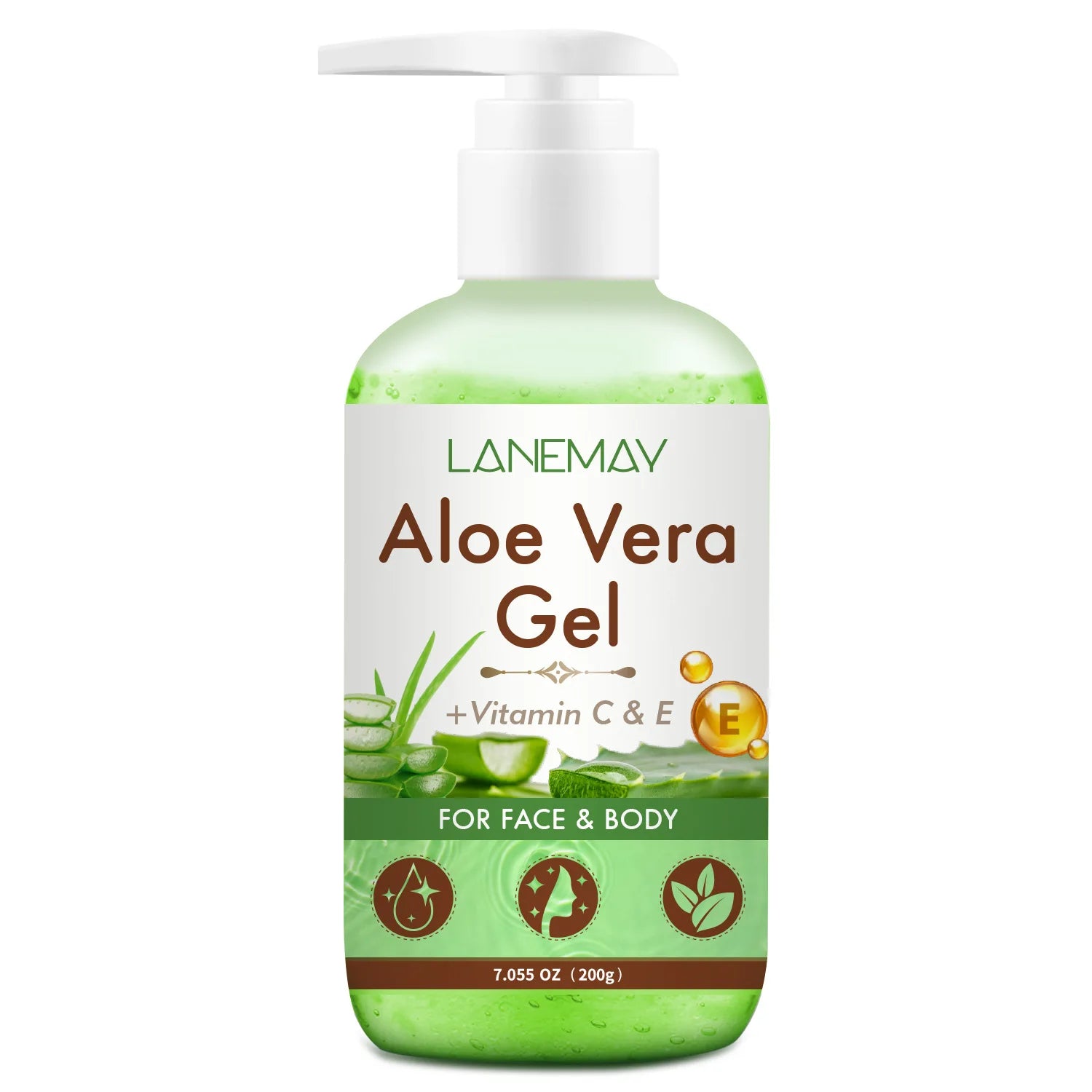 Vitamin C and E Aloe Vera Gel For Face & Body Hydrating Moisturizing Repairing Sunburn Relief Acne Care For Sensitive Skin 200g
