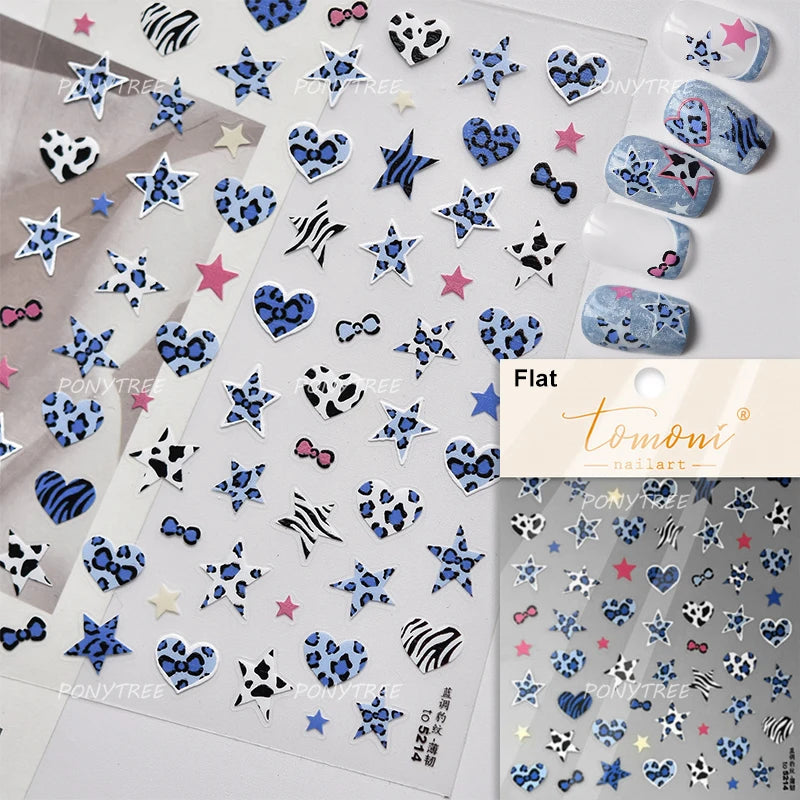 Geometric Lines Star Love Heart Chain Silver Gold Lava Letter Flower Growth Ring Number 5D DIY Nail Art Stickers Manicure Decals