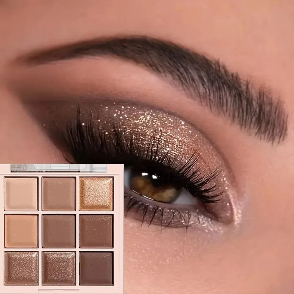 9 Color Chocolate Eyeshadow Palette Matte Shimmer Natural Nude Waterproof Sweatproof Christmas Makeup Gift
