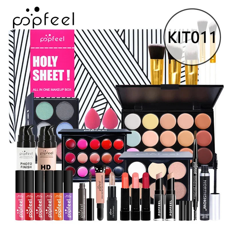 Christmas Makeup Gift Box Foundation Eyeshadow Powder Long Lasting Lip Ink 27 Pieces Birthday Gifts Makeup for Women Full Kit